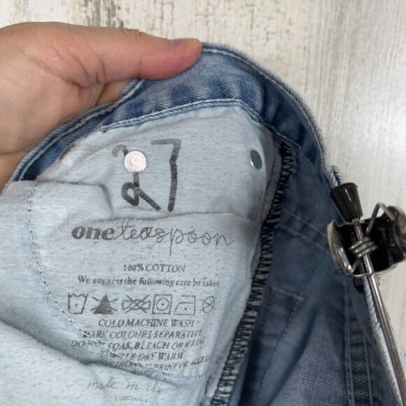 One Teaspoon Anthropologie denim jeans distressed wrecked boyfriend blue size 27 - Picture 8 of 10